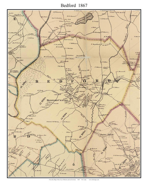 Bedford Massachusetts 1867 Old Town Map Custom Print - Boston Environs - Middlesex Co.